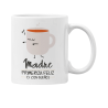 Taza Madre primeriza feliz y con sueño blanca