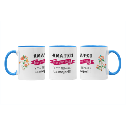 Taza Amatxu hay una sola FLORES azul
