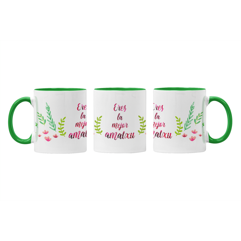 Taza Eres la mejor Amatxu verde