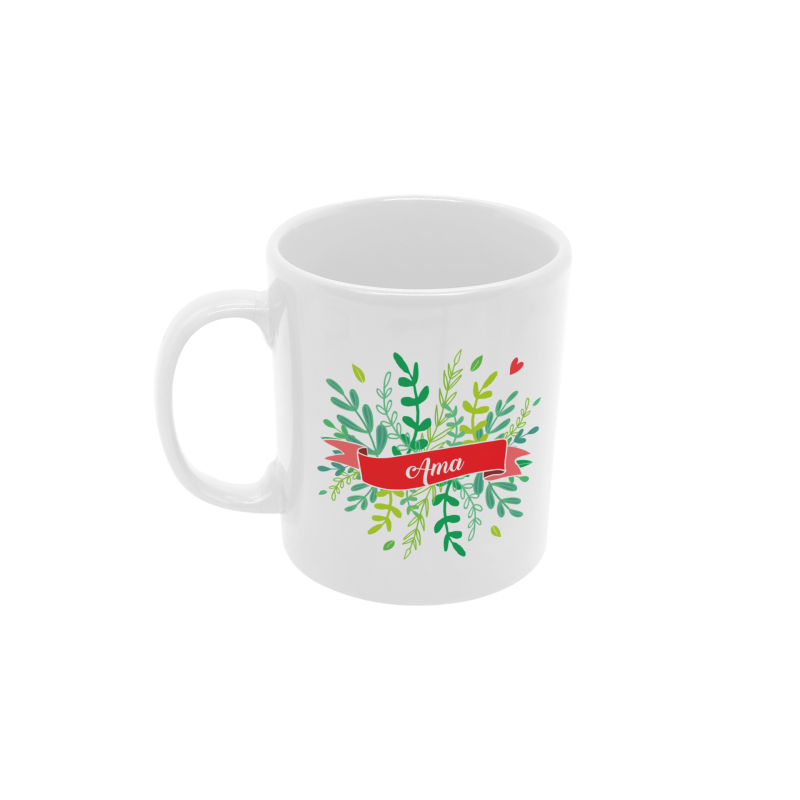Taza Ama Hojitas blanca