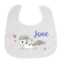 Babero personalizado con nombre unicornio