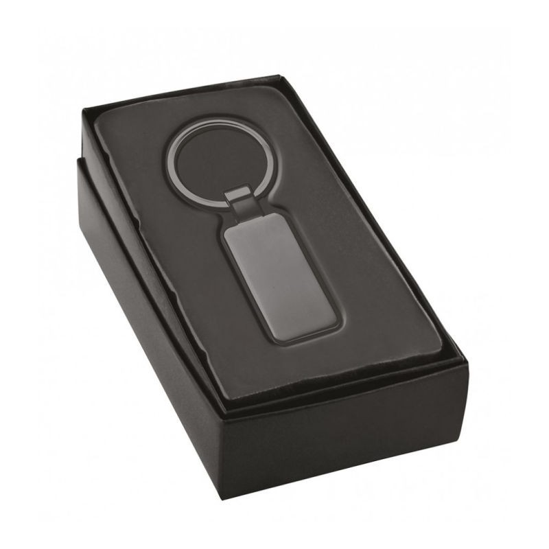 Llavero rectangular antracita con caja