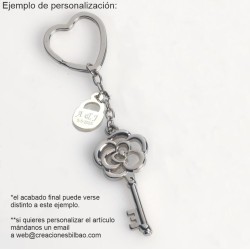 Llavero llave de mi corazón con candado ejemplo de personalización