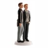 Figura novios boda gay de lado con traje
